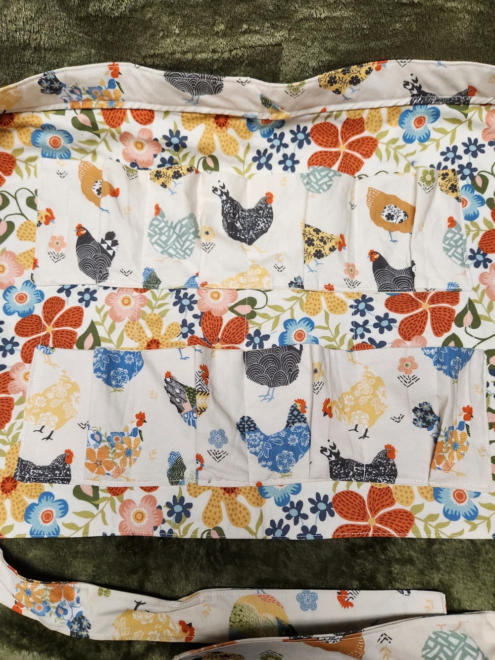 Floral Chicken Print Egg Gathering Apron